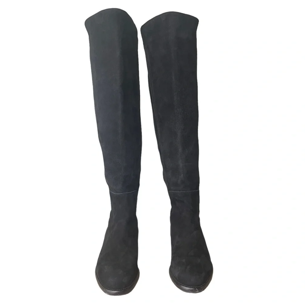 Ann Mashburn Suede Knee-High Pull on Boots in Black